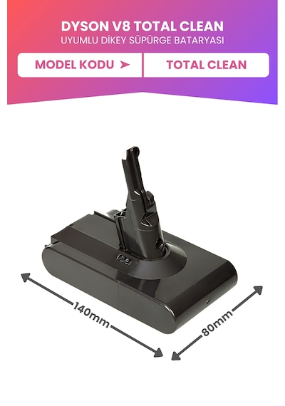 Dyson V8 Total Clean Uyumlu Batarya 21.6 V 4000mah