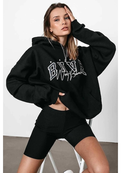 Startmore Unisex 2ip Örme Kumaş Oversize Sweatshirt siyah