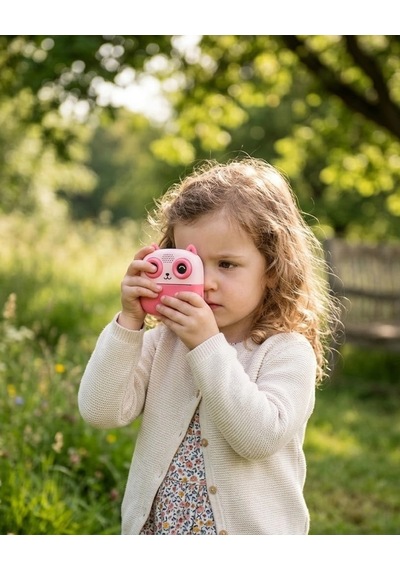 Buğz Anında Fotoğraf Baskılı Çocuk Kamerası 5 Rulo Kağıt 6 Renk Kalem li Eğitici Oyuncak Kamera