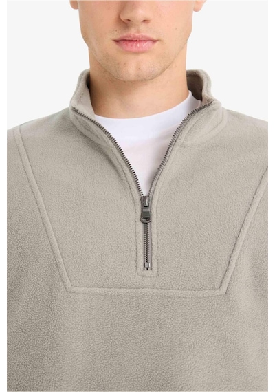 Defacto Boxy Fit Dik Yaka Yarım Fermuarlı Polar Sweatshirt E8632ax25wngr169 Gri
