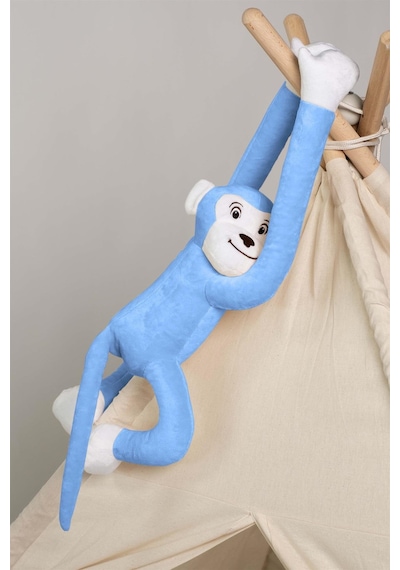 Boumini Toys Boyuna Sarılan Pelüş Maymun Mavi Elleri Çıtçıtlı 55 CM - Mavi