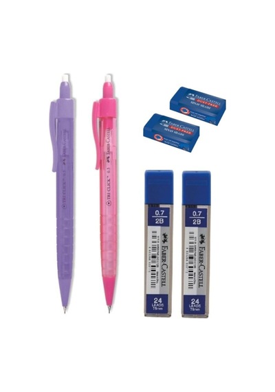 Faber-castell Tri Click Versatil Kalem 0.7 Mm 2'li Uç 0.7 Mm Sınav Silgi 2'li Karışık