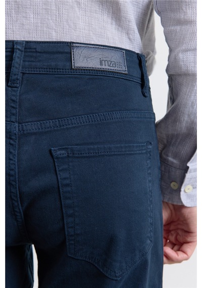 İmza Lacivert 5 Cep Düz Paça Gabardin Slim Fit Pamuklu Pantolon 1003260318