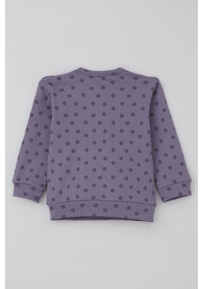 Breeze Kız Bebek Pijama Takımı Omuzdan Patlı Puantiye Desenli 4 Ay-1 Yaş, Lila Lila