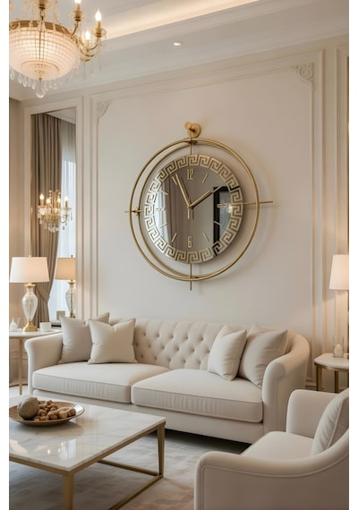 Versay Bronz Exclusive - Gerçek Ayna - Pilli Led Metal Duvar Saati