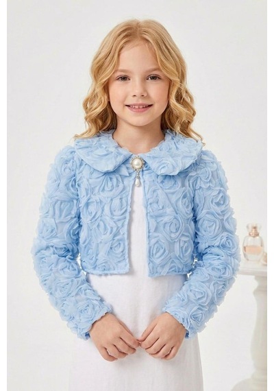 Mnk Baby & Kids Luvia Lase Detay Kız Çocuk Bolero M00812 Mavi