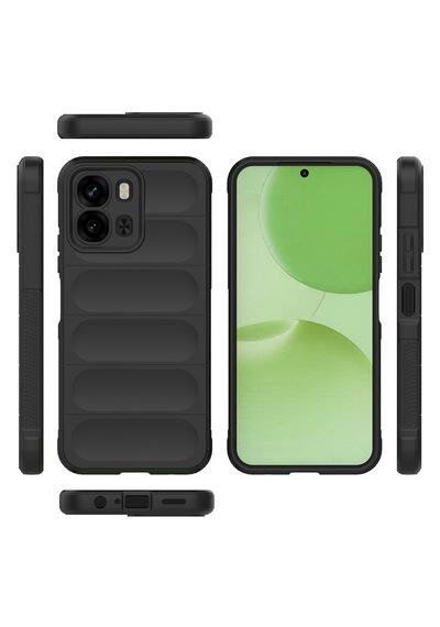 Oppo A6x Kılıf Darbe Emici Leke Tutmaz Esnek Tpu Oyuklu Arka Yüzey Tasarımlı Etnik Silikon Kapak Siyah