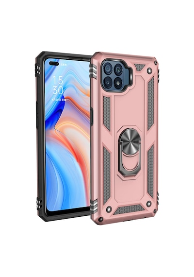 Newface Oppo Reno 4 Lite Kılıf Sofya Yüzüklü Silikon Kapak - Rose Rose