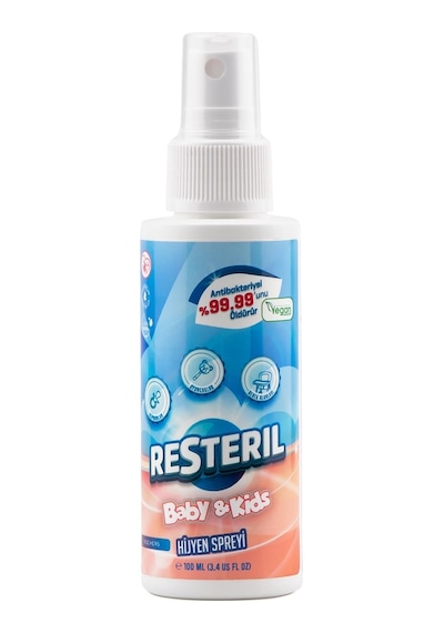 Resteril Doğal Alkolsüz Bebek Çocuk Dezenfektan Su Bazlı Hijyen Spreyi 100 ML