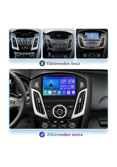 Ford Focus 3/4 2012-2018 9'' Android Multimedya 6gb Ram 128gb Hafıza Kablosuz Carplay Android Auto Gps 9"
