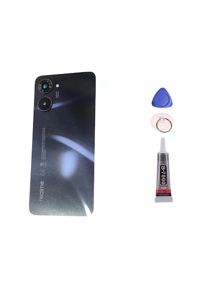 Realme 10 Siyah Arka Kapak Batarya Kapağı Pil Kapağı Yapışkan Ve Sökme Aparatıyla Beraber Full Set Siyah