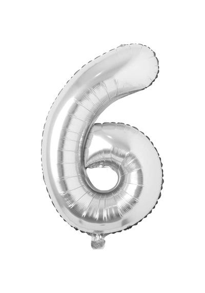 Gümüş Folyo Rakam Balon 100 Cm Helyum Uyumlu Balon 6 Rakamı