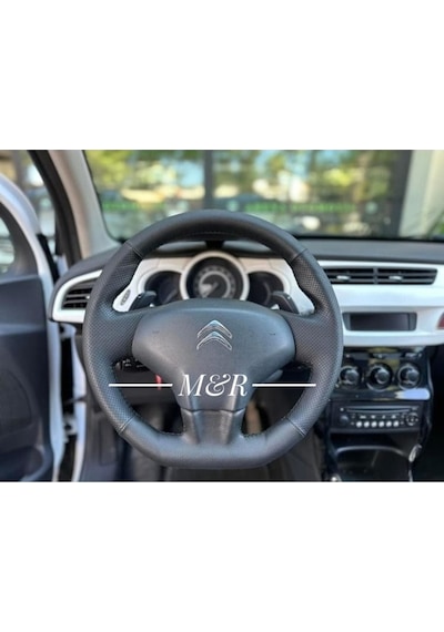 Citroen C3  Kaplama Deri Direksiyon Kılıfı Siyah