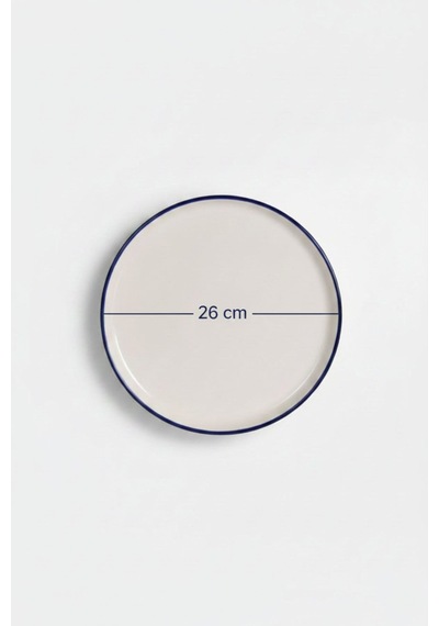 6'lı Toledo Servis Tabağı 26cm Rim Lacivert Rinart Krem
