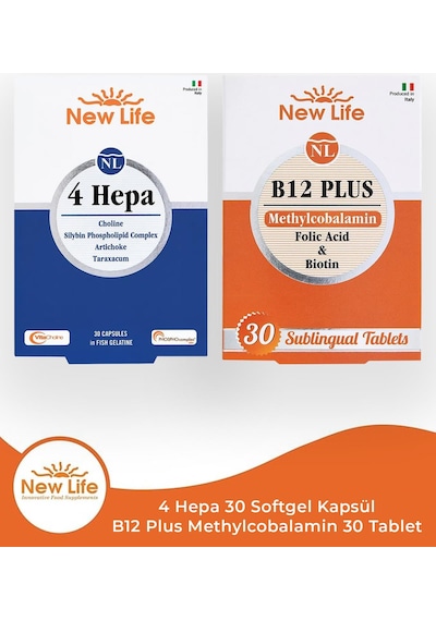 New Life 4 Hepa 30 Softgel Kapsül + B12 Plus Methylcobalamin 30 Tablet