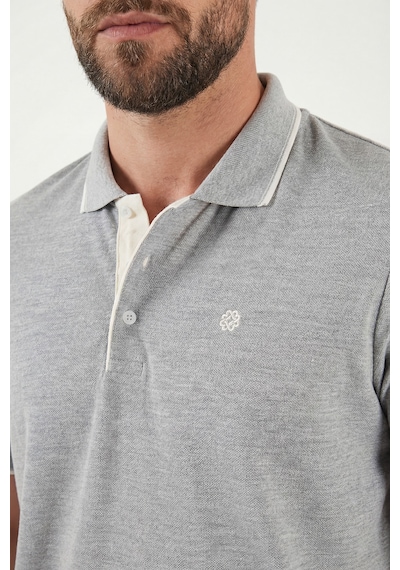 Buratti % 100 Pamuk Düğmeli Regular Fit Erkek Polo Yaka T Shirt 5902118 Gri Melanj