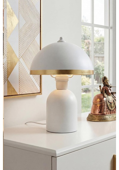 Luna Gold Abajur, Bohem Masa Lambası Ve Salon Oturma Odası Aydınlatması - Beyaz - 25 Cm Modern Dekoratif Masa La Diğer
