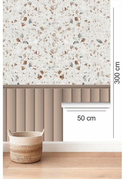 Duvar Folyokendinden Yapışkanlı Ahşap Çıta Ve Terrazzo İbmd140