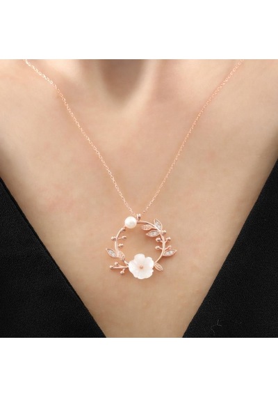 Manolya Çiçeği Tomurcuğu Rose Renk Flowers Gümüş Kolye