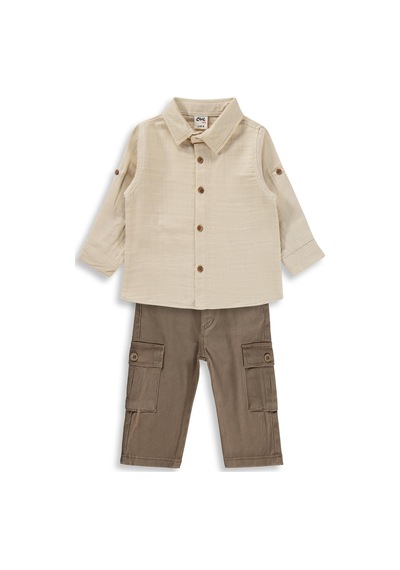 Civil Baby Kargo Cepli 6-18 Ay Takım - Kahverengi Bej-acı Kahve