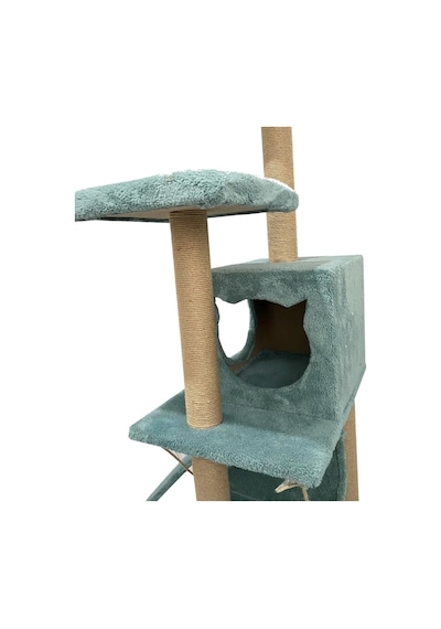 Reyo Pet S9 Kedi Tırmalama Kulesi Platformlu 124 Cm Turkuaz