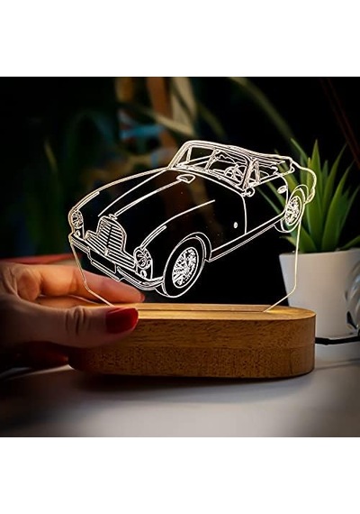 Nostaljik Otomobil 3 Boyutlu Led Masa Lambası - Usb Bağlantılı Sarı Işık - 60x140x30 Mm .