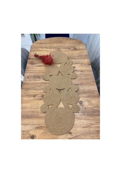 Jüt, Hasır,sarmal Model, Dekoratif Masa Örtüsü, Runner 40x110 Cm, Sehpa Örtüsü, Bohem Tarzı Hasır Hasır