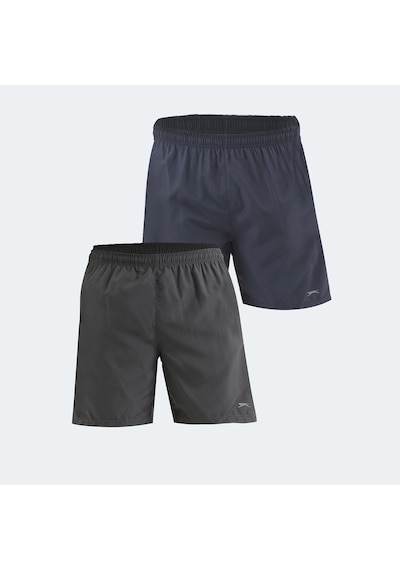 Slazenger RABI 2 li Set Erkek Cepli Deniz Şortu Koyu Gri - Lacivert Mayo