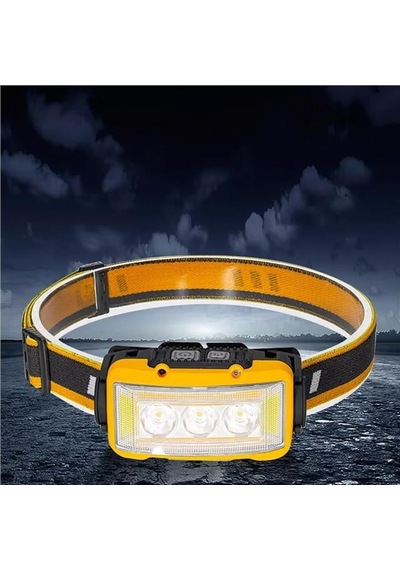 S03 Sarı 10 Watt Sensörlü 11 Işık Modlu 24 Beyaz Smd + 6 Kırmızı Smd + 1 Power Ledli Kafa Lambası Belirtilmemis