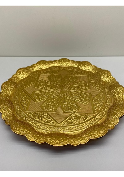 24cm Metal Tepsi Gümüş Ve Altın Renk 001