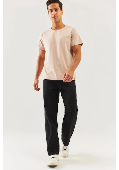 Erkek Oversize Rahat %100 Pamuklu Penye Bisiklet Yaka Kısa Kol Basic T-shirt Classic Collection Sütlü Kahve