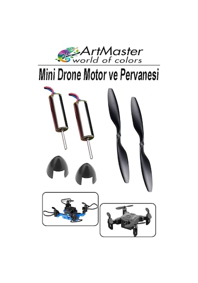 Mini Drone Motor Ve Pervanesi 2 Adet Dc Motor Yüksek Hızlı Çekirdeksiz Pervane Kanatı Helikopter Uçak Drone Deney Okul