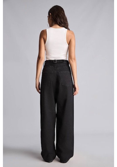 Defacto Baggy Fit Yüksek Bel Siyah Kadın Jean Pantolon H7391ax/nm40