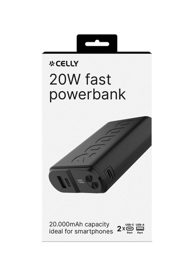 Powerbank Pd 20w 2usb-c 1usb-a 20.000 Mah, Ultra Kompakt Ve Hafif Tasarım,led Ekran, Renk : Siyah