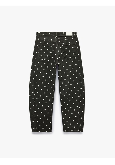 Koton Kemerli Rahat Kalıp Pamuklu Puantiye Desenli Barrel Pantolon - Barrel Jeans Ekru Desenli 7wal40070mw Koton Kemerli Rahat Kalıp Pamuklu Puantiye Desenli Barrel Pantolon - Barrel Jeans Ekru Desenli 7wal40070mw