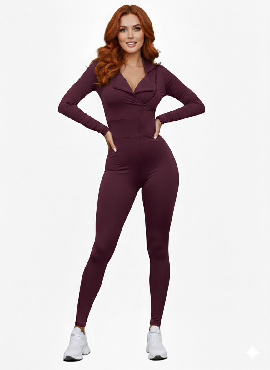 Lismina Shadow Fit Spor Tayt Tulum Mürdüm