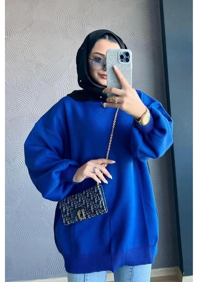 De Pose Yarım Boğazlı Triko Kaza Saks Mavi Lacivert