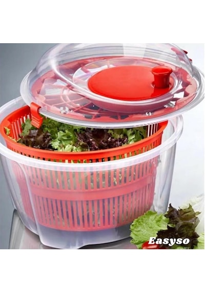 Easyso Salata Kurutucu, Standart, 3875 Çok Renkli 4.4l Sebze Salata Kurutma Makinesi Çevirmeli Kurutucu Salatacı Diğer