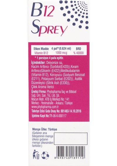 D3 K2 Sprey 25 ML + Vitamin B12 Sprey Çilek Aromalı 25 ML