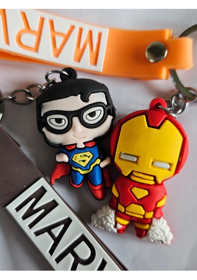 Ironman Ve Superman Silikon Çift Anahtarlığı Ve Çanta Aksesuarı