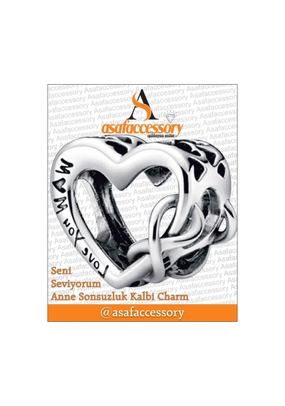 Seni Seviyorum Anne Sonsuzluk Kalbi Charm Gümüş