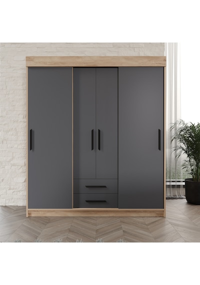 Afilli Izmir Çocuk Odası Takımı Tamamı Mdf Antrasit Ve Flora