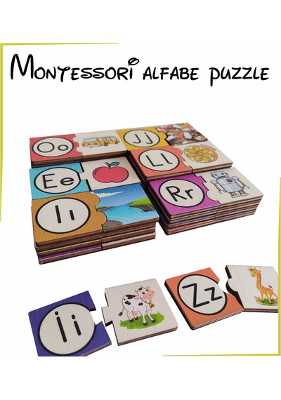 Ahşap Alfabe Puzzle 2 Parçalı