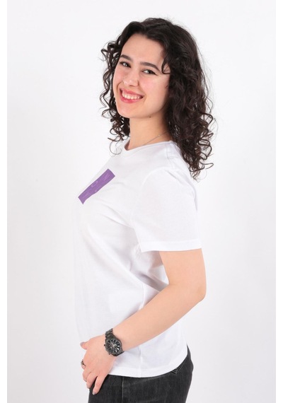 Only Beyaz Onllotta Tee Baskılı Kadın T-shirt - 15339251 001