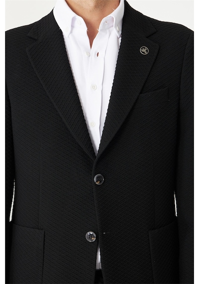 Siyah Hafif Desenli Blazer Ceket Siyah