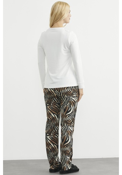 Sementa Leopar Kombinli Pijama Takım - Ekru Ekru