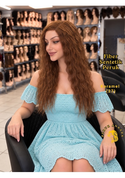 Afro Su Dalgası Peruk Fiber Sentetik Karamel