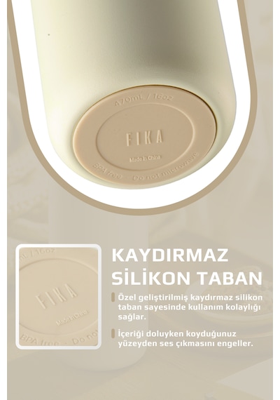 Neoflam Fika Tauko Sızdırmaz Kolay Sökülebilir Temizlenebilir Patentli Kapak Çelik Bardak Termos 470 Ml Bej