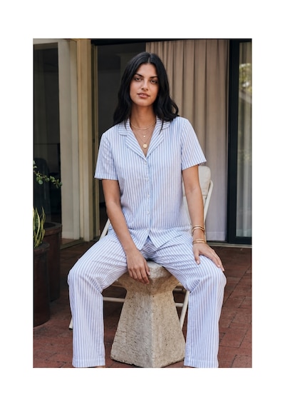 Fit Women Viskon Karışım Homewear Mavi Pijama Takımı