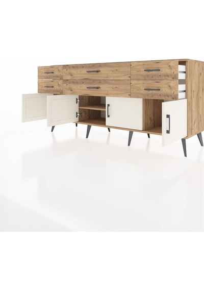 Hyperion Konsol 2 Raflı 6 Çekmeceli 4 Kapaklı 176x44x83 Çam-aytaşı/çam Aytaşı/çam